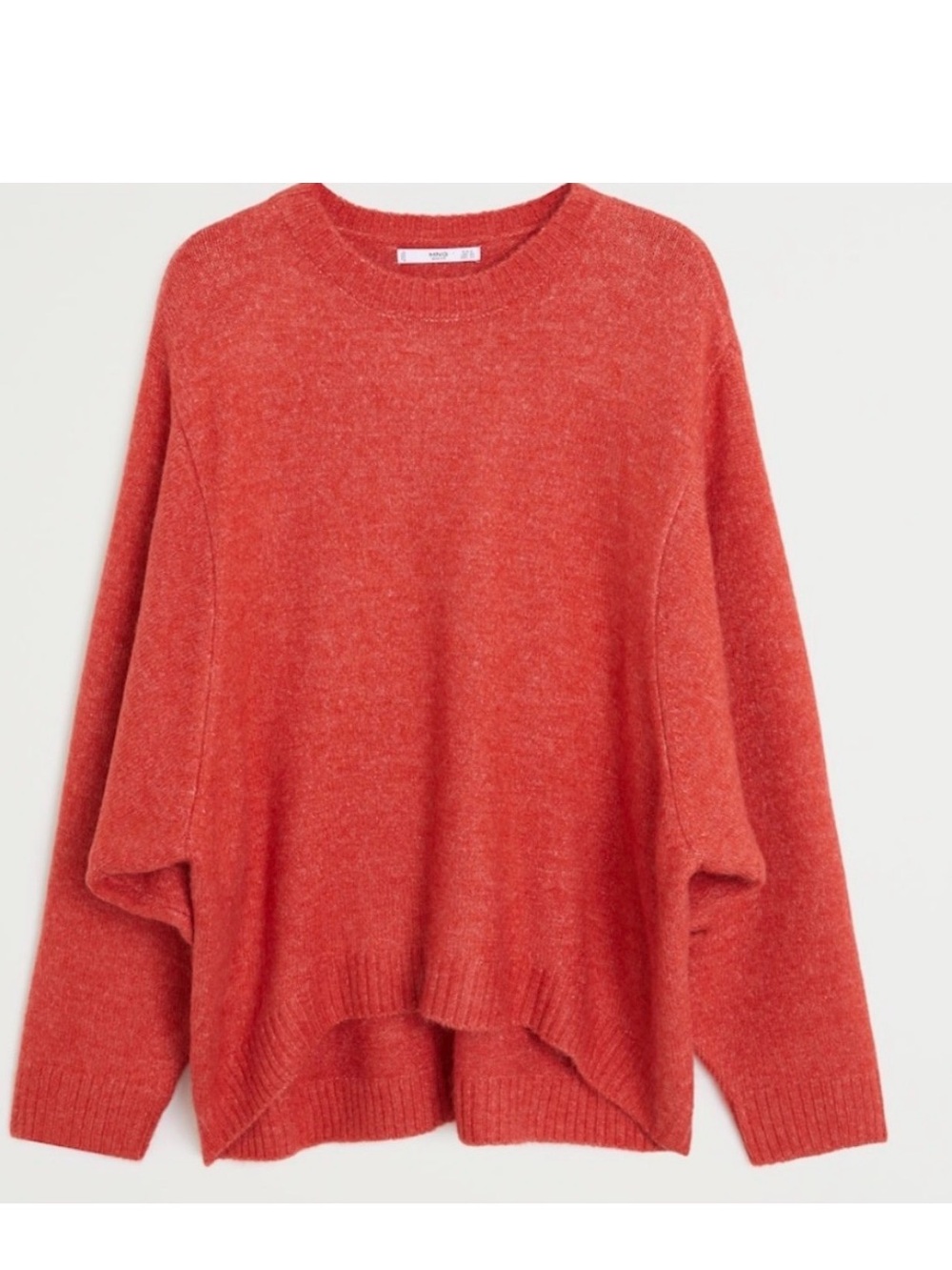 Mango SizeM fine knit coral pumpkin red cozy pullover